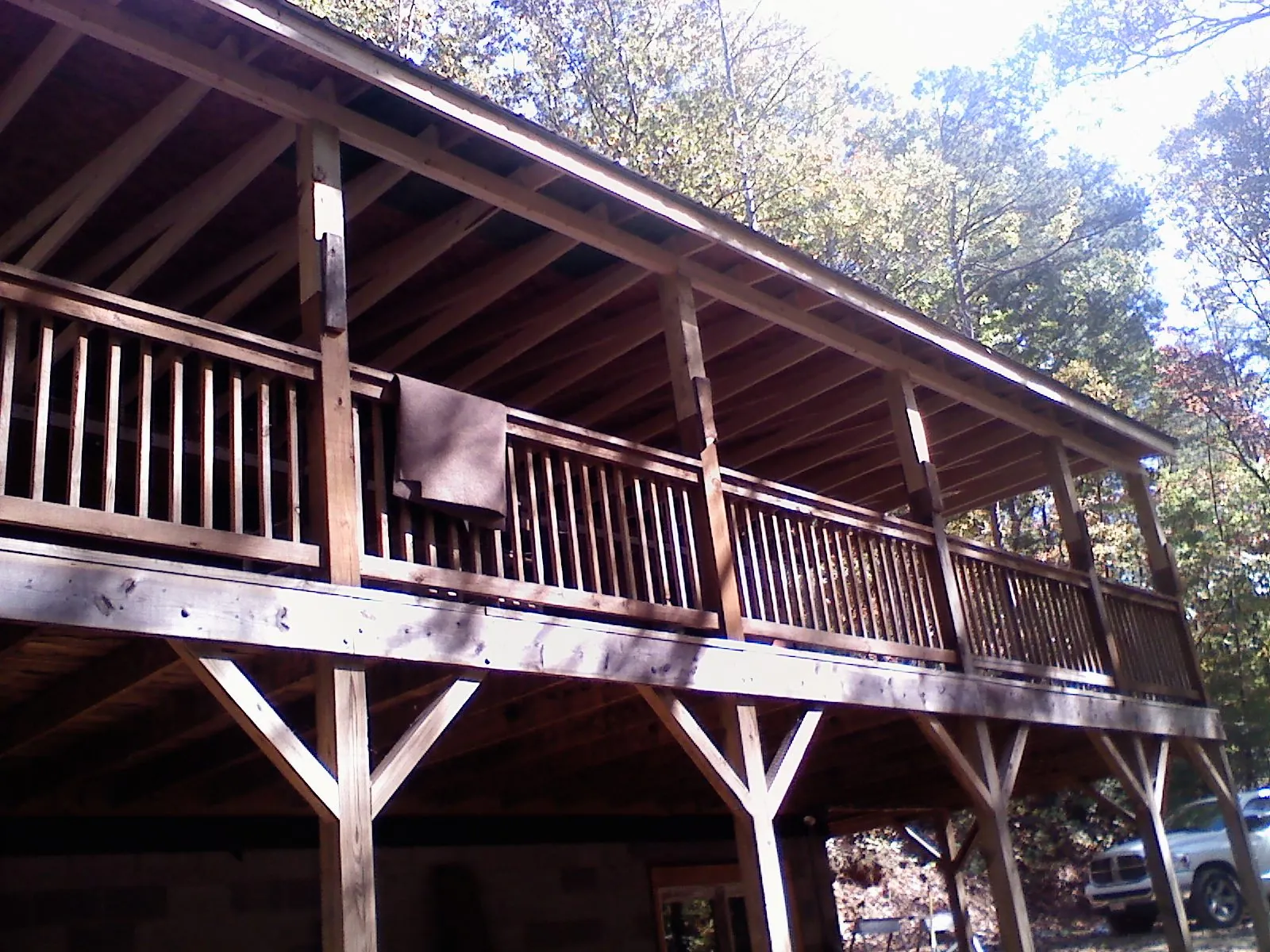 Timber framing under a new elevated porch and deck in Connoquenessing